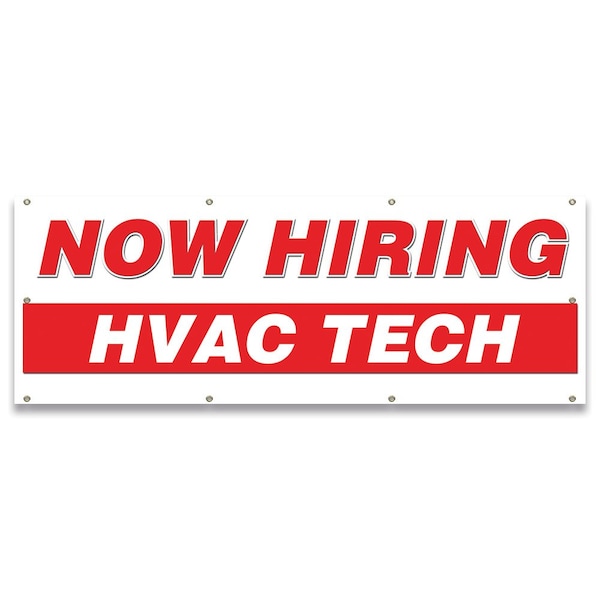 Now Hiring HVAC Tech Banner Apply Inside Accepting Application Single Sided